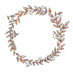 Autumn ivy leaves wreath illustration for decoration on Autumn season , wedding and Thanksgiving festival.