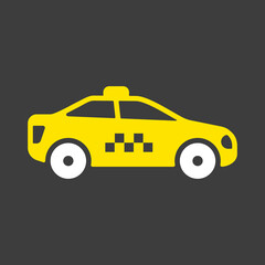 Taxi car vector icon isolated on dark background