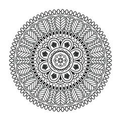 Oriental pattern, vintage decorative element. Vector black mandala isolated on white background
