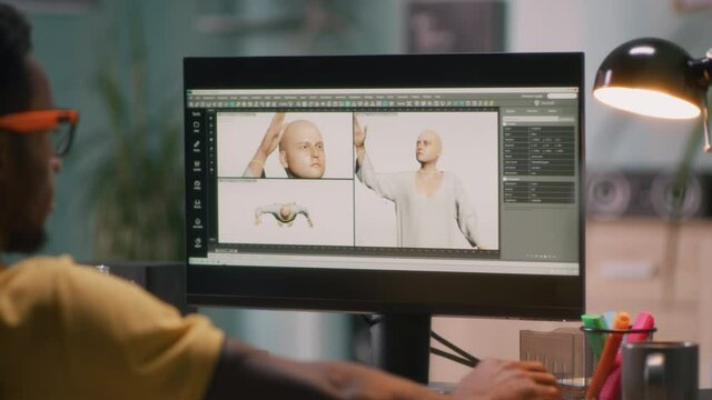Man creating human 3D model