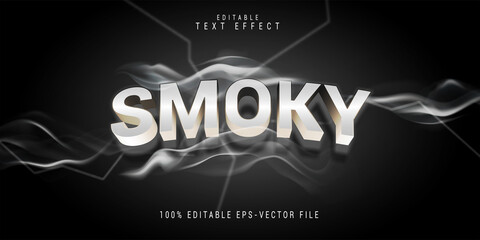 Fototapeta premium editable smoky text effect in silver color with smoke ornaments.logo text.typhography logo