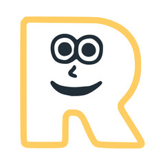 Letter r happy smiling character, vector clip art