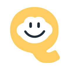 Letter q happy smiling character, vector clip art