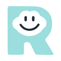 Letter r happy smiling character, vector clip art