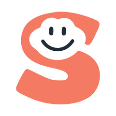Letter s happy smiling character, vector clip art
