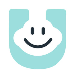 Letter u happy smiling character, vector clip art