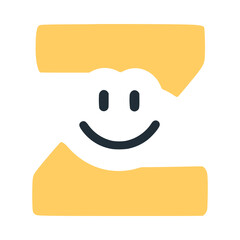 Letter z happy smiling character, vector clip art