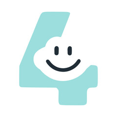 Obraz premium Number 4 happy smiling character, vector clip art