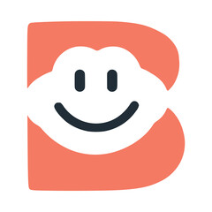 Letter b happy smiling character, vector clip art