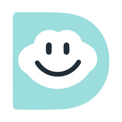 Letter d happy smiling character, vector clip art