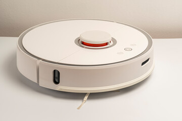 white robot vacuum cleaner on a white background
