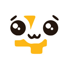 Number 4 cute kawaii character with big eyes, vector clipart