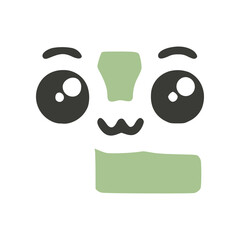 Letter l funny kawaii character with big eyes, vector clipart