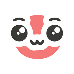 Letter o funny kawaii character with big eyes, vector clipart