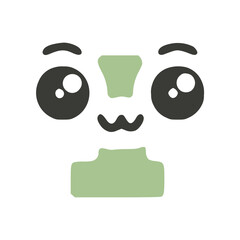 Number 1 funny kawaii character with big eyes, vector clipart