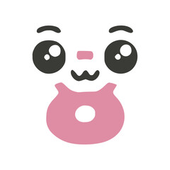 Number 8 funny kawaii character with big eyes, vector clipart