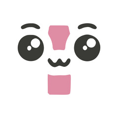 Letter i funny kawaii character with big eyes, vector clipart