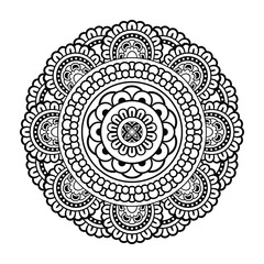 Isolated mandala in vector. Round line pattern. Vintage abstract decorative element for coloring books