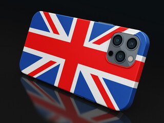 Smartphone with British flag (clipping path included)