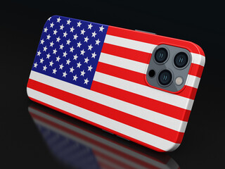 Smartphone with USA flag (clipping path included)