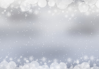White winter background with small snowflakes and stars.