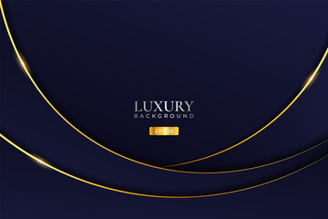Luxury Background Modern Minimalist Abstract Dynamic Wave Blue with Shiny Golden Line