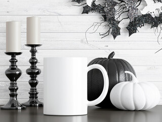 Halloween Mug Mockup, Coffee Cup Mockup, 3d render