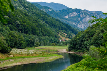 Fototapeta na wymiar Landscape of the National park Domogled Valea Cernei in romania