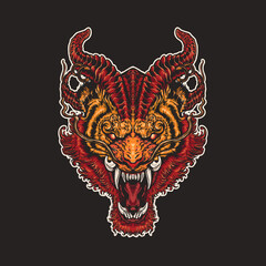 Lion Head fangs premium vector illustration tshirt desigh