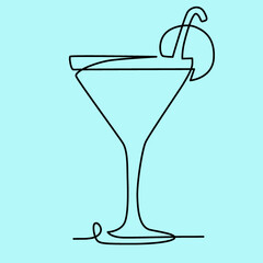 cocktail in continuous one line style