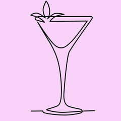cocktail in continuous one line style