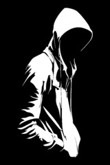 Vector stencil urbex person watching you. Threshold