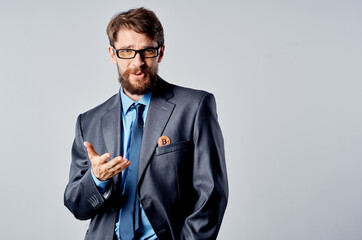 emotional man cryptocurrency in the hands of finance virtual money isolated background