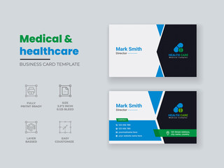 Medical & Healthcare Business Card Template, Modern business card, professional clean medical business card template.
