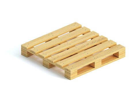 Wooden pallet isolated on white background 3d rendering