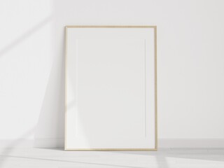 poster mockup, minimalist wooden frame mockup, print mockup, 3d render