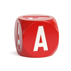 Dice font on white background 3d rendering letter A