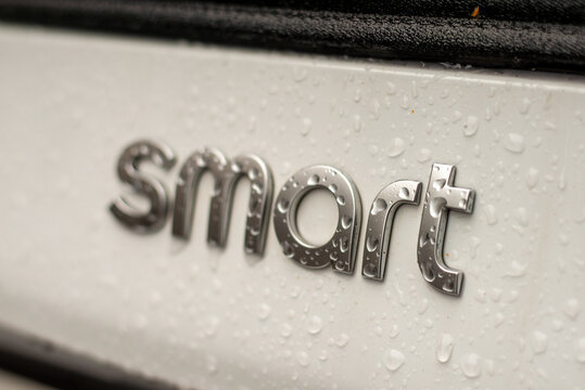 Oslo, Oslo / Norway -10.07.21: Close up image of Smart car logo