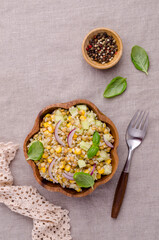 Lentil salad with wheat and vegetables
