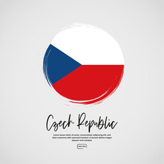 Flag of the Czech Republic with brush stroke effect and text