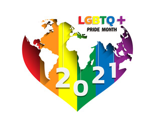 Happy Pride Day concept for LGBTQ community. LGBT Pride Typography Vector. Pride Text with LGBTQ Rainbow Flag Color.