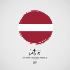 Obraz premium Flag of Latvia with brush stroke effect and text