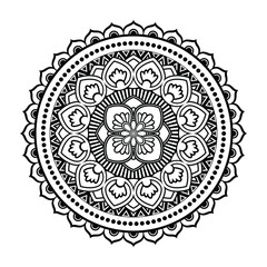 Vector mandala isolated on white background. Black ornament for coloring book and design