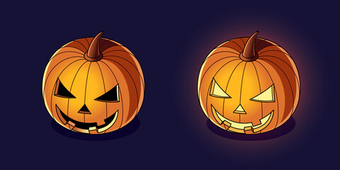 isometric Halloween pumpkin on a dark background