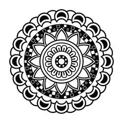 Isolated mandala in vector. Round line pattern. Vintage monochrome decorative element for coloring pages