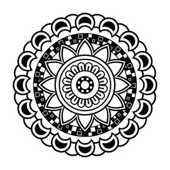 Isolated mandala in vector. Round line pattern. Vintage monochrome decorative element for coloring pages