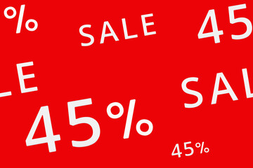45 percent. sale. inscription on a red background