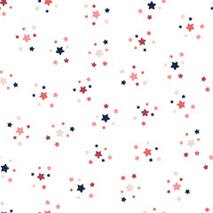Seamless pattern with colorful stars and  white background