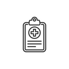 Clipboard with medical files icon. Clipboard with medical cross symbol.