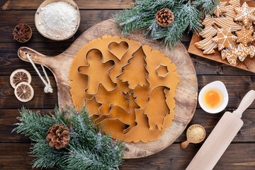 Baking Christmas cookies at home.